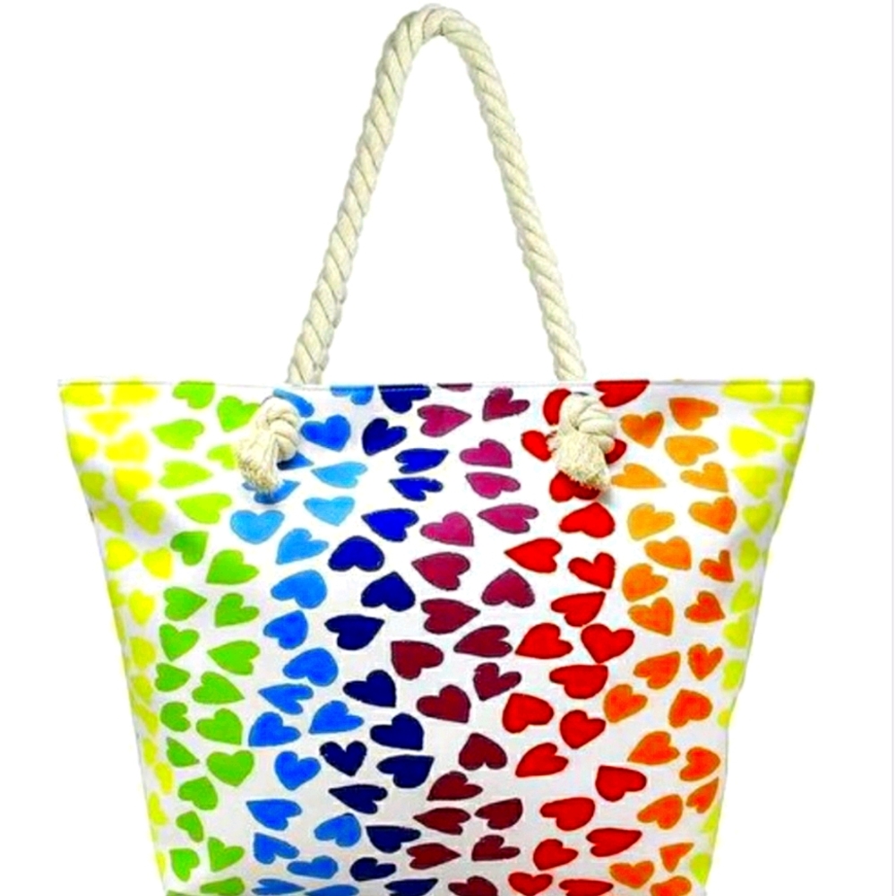 Rainbow 🌈 Hearts Tote Handbag